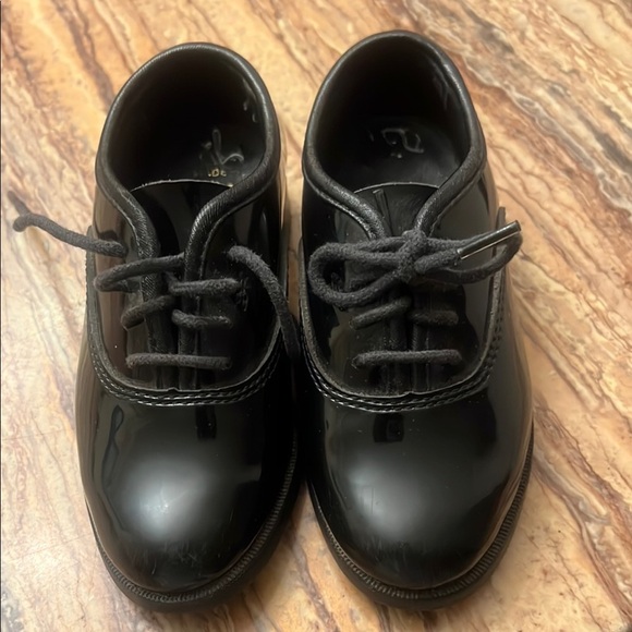 Black Leather Oxford Dress Shoes with Rounded Toe #201 - Picture 1 of 7